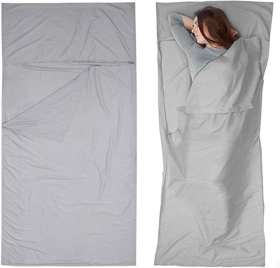 2-in-1 Cabin Sleeping Bag - Dun Comfort Reis Slaapzak - 75 x 210 cm - Ultralight Reis Slaapzak met Kussen Compartment - Ultralicht - Kleine Pakmaat - Binnen Slaapzak - Reis Beddegoed