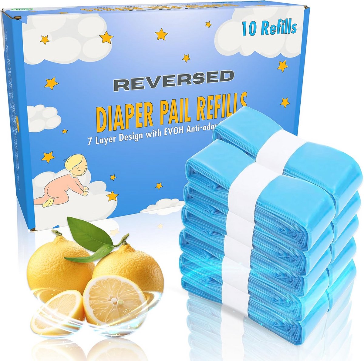 Navulfolie voor luieremmer - 10 stuks navulcassettes voor geurige luiers