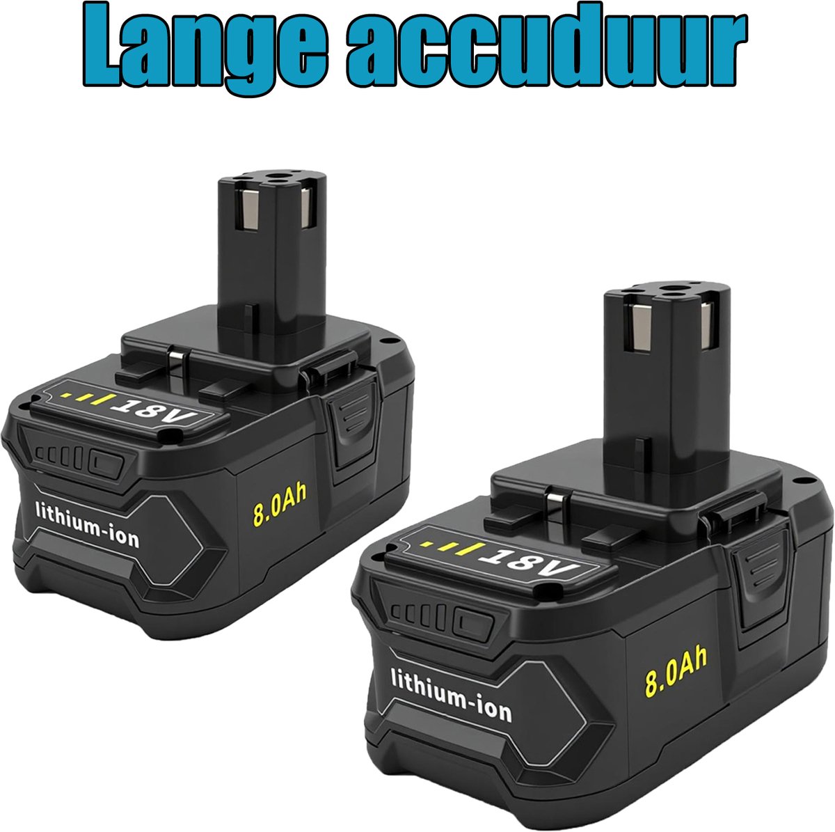 2X 18V 8000mAh Lithium-ion Accu's Vervanging voor 18V Accu's Hoogcapaciteit Accu voor Accugereedschap