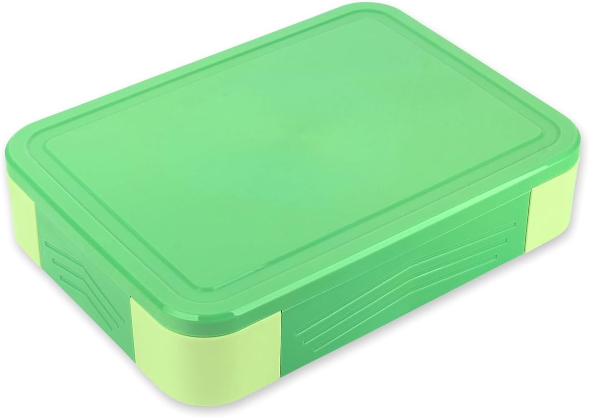 Famanu – Lunchbox voor met 6 vakken, 1300 ml, kliksluiting, groen