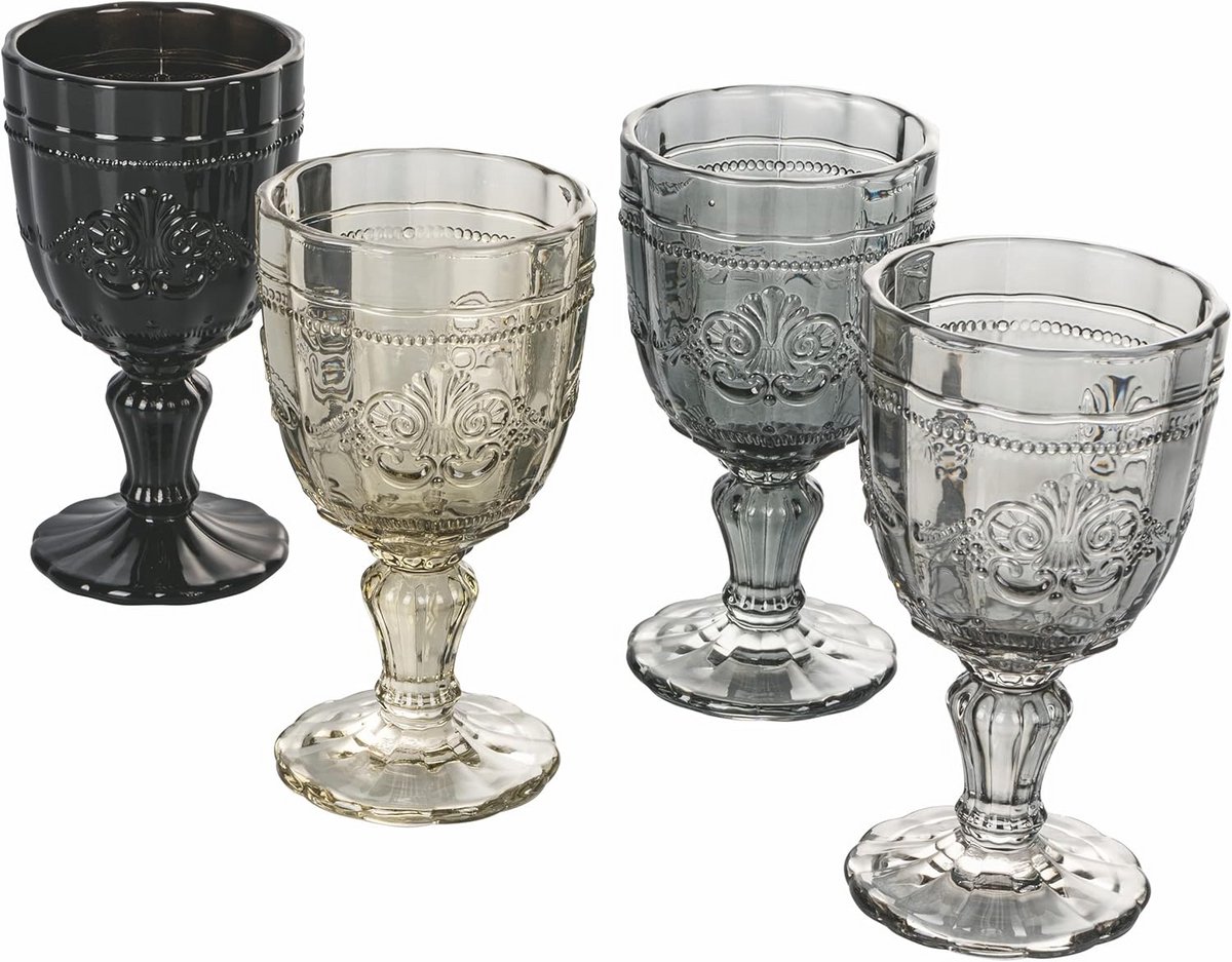 Set van 4 Grijze Drinkglazen 265 ml - Stenen Design