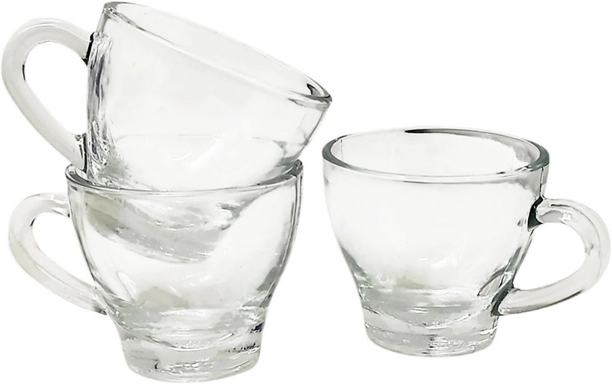 Set van 3 hittebestendige glazen koffiekopjes - 90 ml