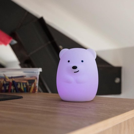 Draagbare LED Kinderkamerlamp Beer - Draadloos Nachtlampje met Multicolor Licht en Dimfunctie van Merkloos — afbeelding 3