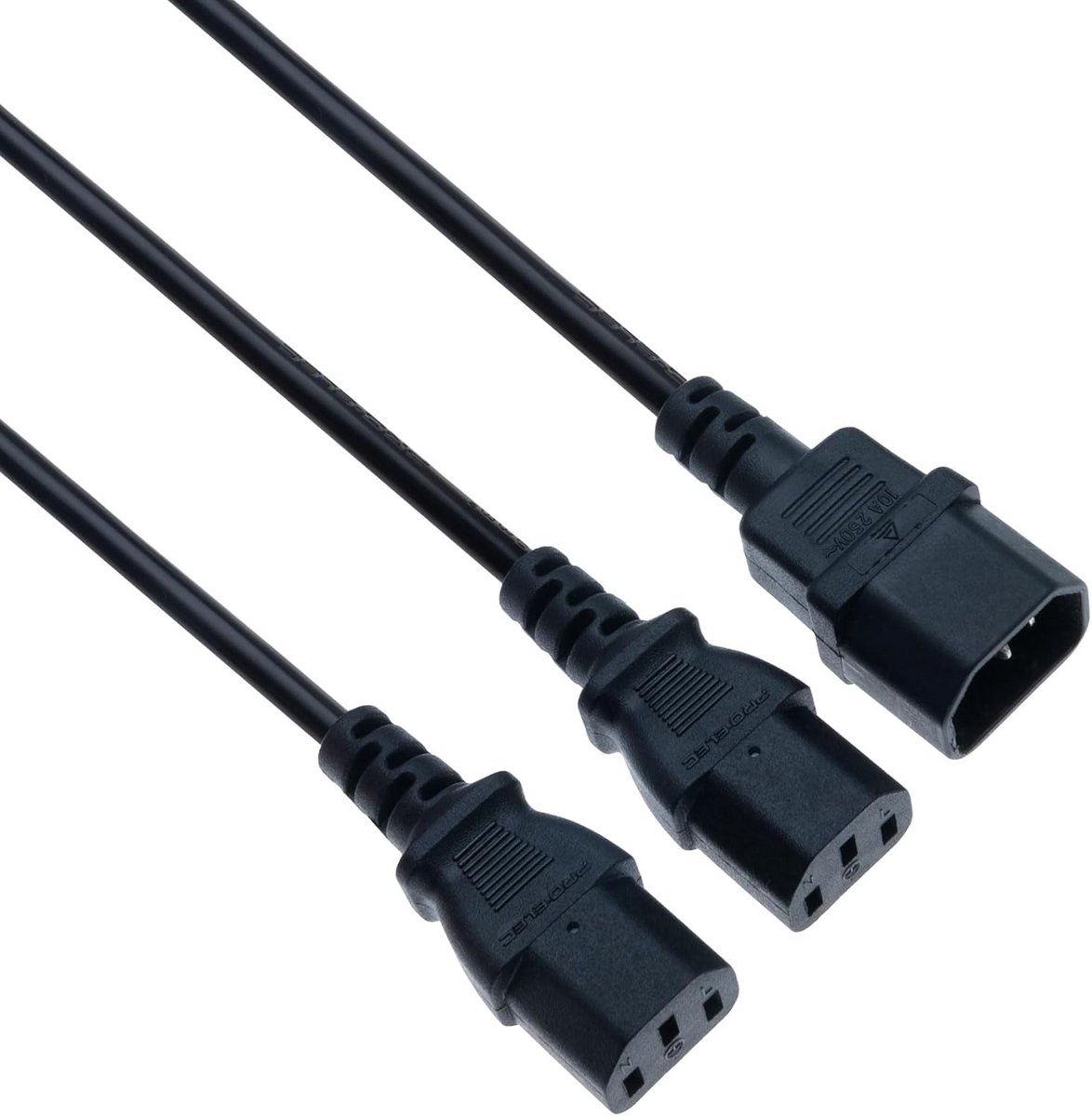 Y-Splitter Voedingskabel 2m - IEC C14 naar 2x C13 - Voor PC, Monitor, Printer en Server