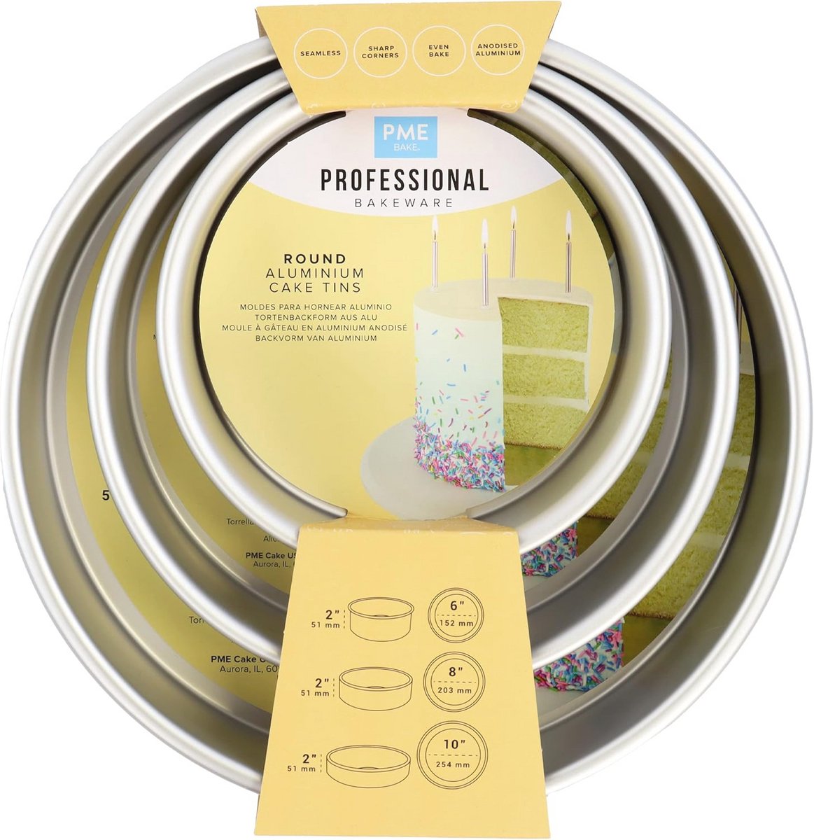 Ronde cakevormen set van 3 - 15.2, 20.3 en 25.5 cm diep 5 cm
