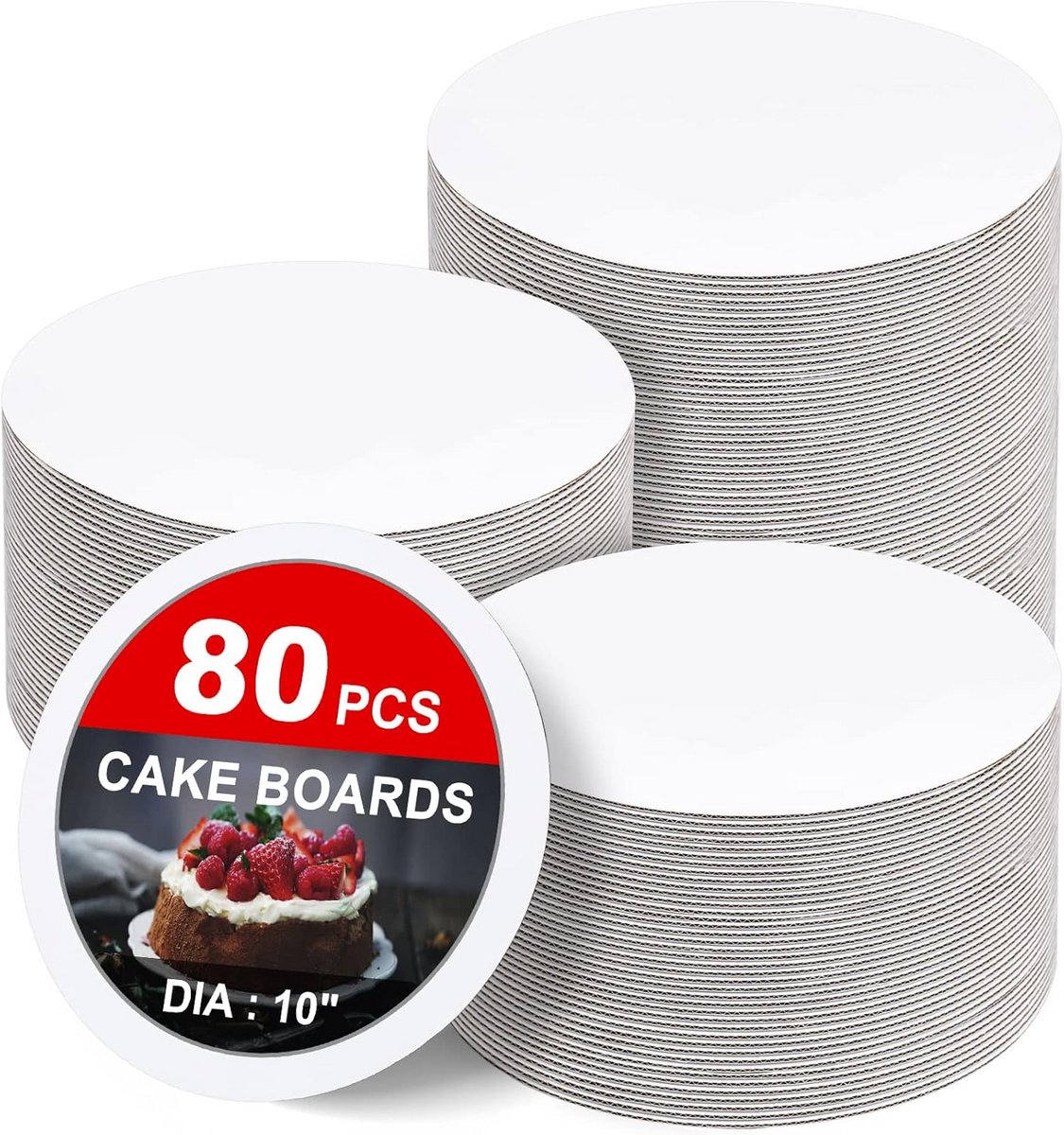 80x Ronde Taartkarton 25.5 cm Wit – Stevige Voedselveilige Bodems voor Taarten en Gebak