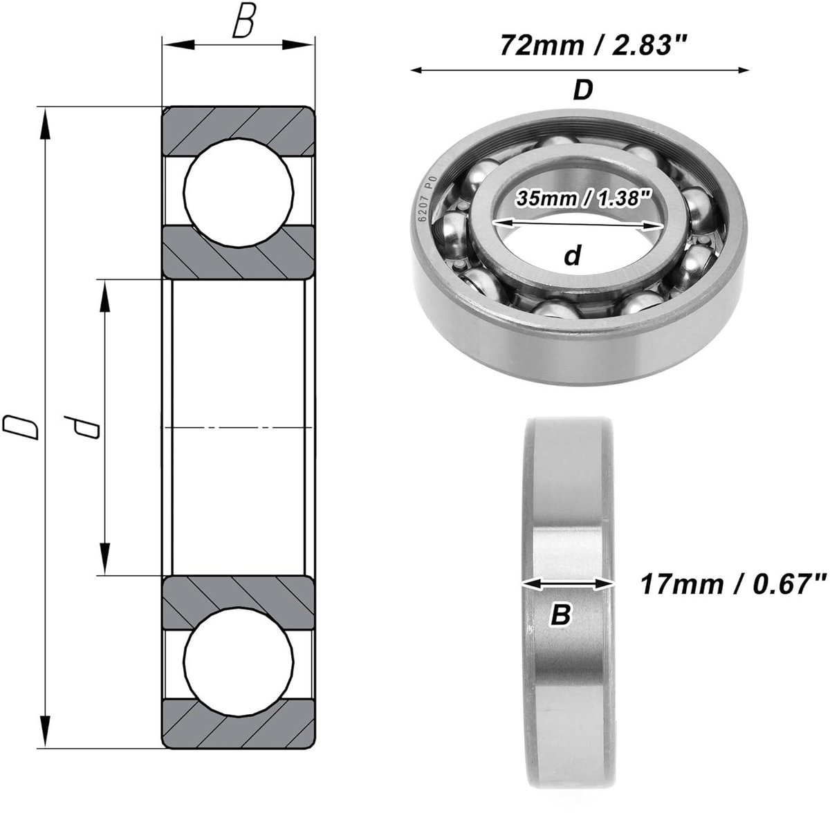 VVGoods - Diepe Groef Kogellagers 35x72x17mm Voor Scooter Skateboard - Gesmeerd - Zilverkleurig