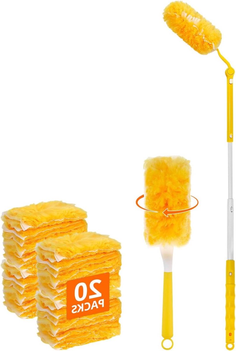 VVGoods - Stofmagneet navullingsset met uitschuifbare handvatten en stofstaaf - 20 stuks - microvezel - reinigen van meerdere oppervlakken