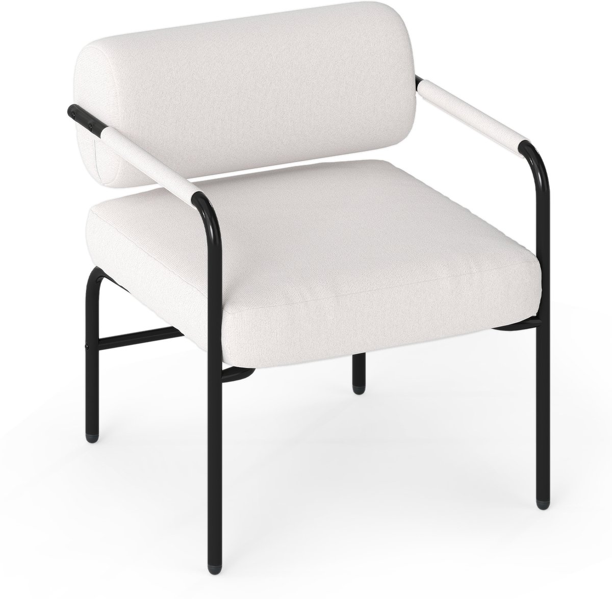 Costway Fauteuil, loungestoel, woonkamer, gevoerde accentstoel met armleuningen en metalen frame, moderne losse stoel, comfortabele relaxstoel voor woonkamer, slaapkamer, leesruimte Wit