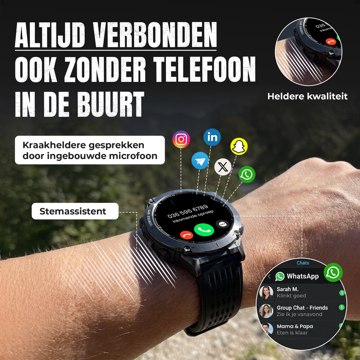 Inwealth Siltcon Vortex GPS Smartwatch - Waterdicht Sporthorloge - afbeelding 3