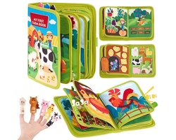 20-in-1 Rustig Boek, Montessori Speelgoed voor Peuters, Boerderijdieren Verhaal Druk Boek, Fijne Motoriek Peuterspeelgoed, Verjaardagscadeaus Kerstcadeaus voor 1-4 Jaar Meisjes Jongens