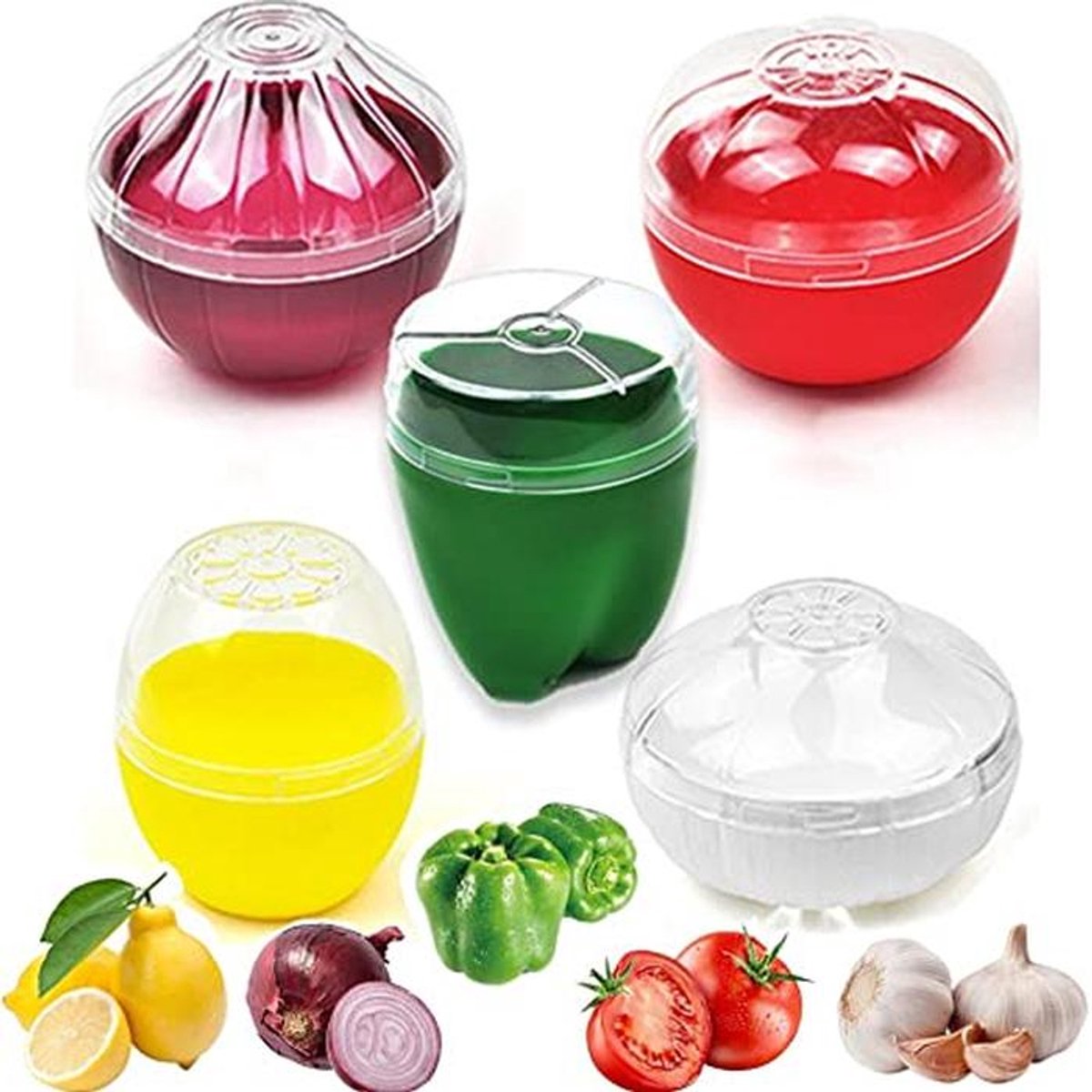 Transparante herbruikbare silicone koelkastboxen voor groenten en fruit – 5 stuks
