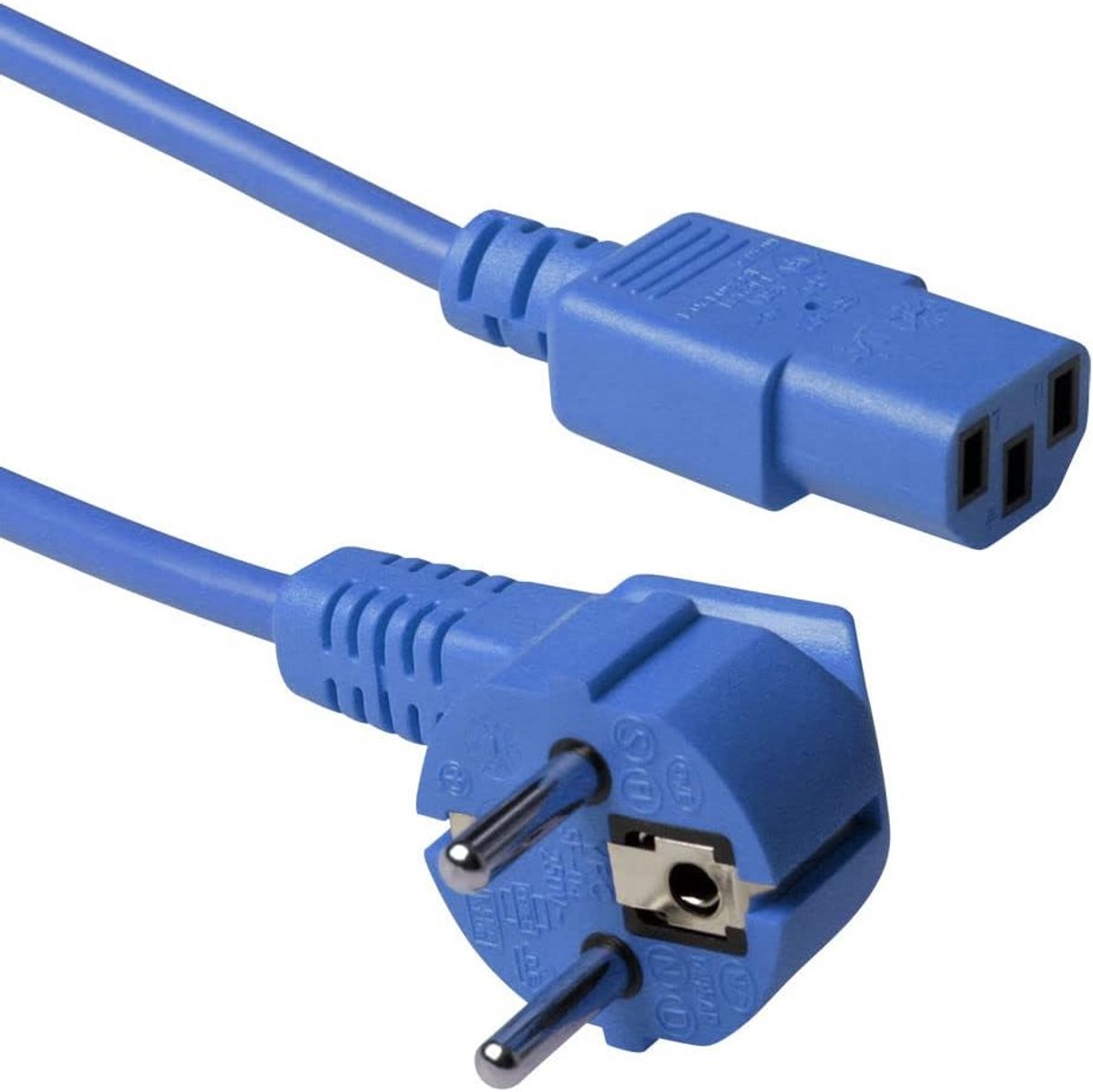 Netsnoer CEE 7/7 naar C13 - Haaks Blauw 1,2m