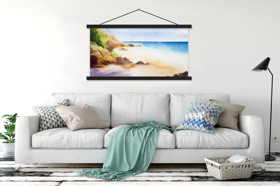 Porte-affiche avec affiche - Affiche scolaire - Mer - Berg - Aquarelle - 150x75 cm - Lattes noires