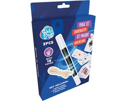 Eddy Toys Magic Set 16 Tricks - Goochelset van Kunststof - Inclusief Toverstokken, Ringen, Touw en Kaarten - Universele Handleiding - 2 Jaar Garantie - Meerkleurig