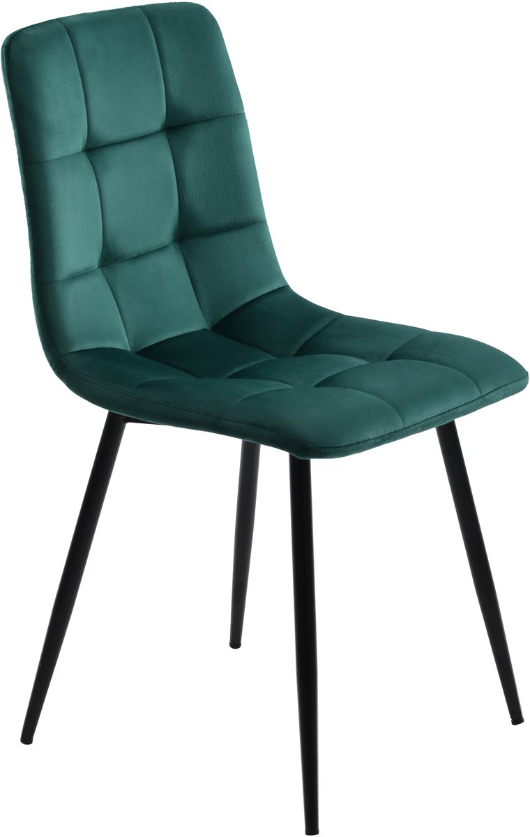 Eetkamerstoelen (4 stuks), donkergroen, set van 4 gestoffeerde designstoelen met rugleunin