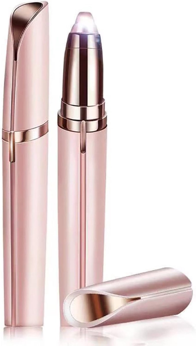Eyebrow Trimmer voor Vrouwen - Elektrische Pijnloze Haarverwijderaar - Wenkbrauw Scheermes - Wenkbrauw Trimmer voor Lippen - Snor en Kin met Wenkbrauw Kam (Roze Goud)
