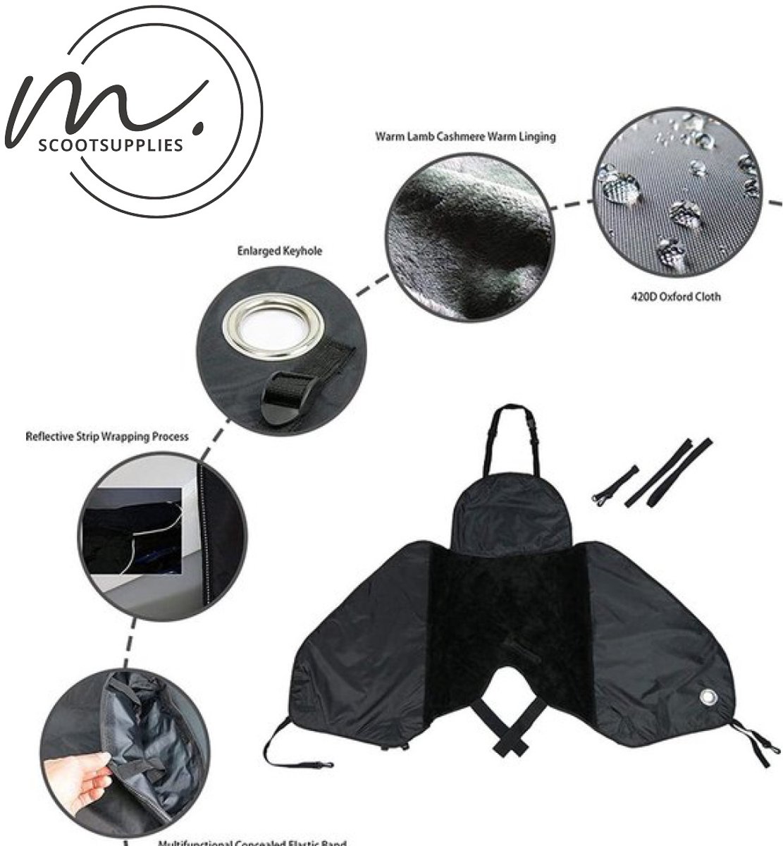 ScootSupplies - Scooter Beenkleed - Beenwarmer - Zwart - Tegen kou & regen – foto 6