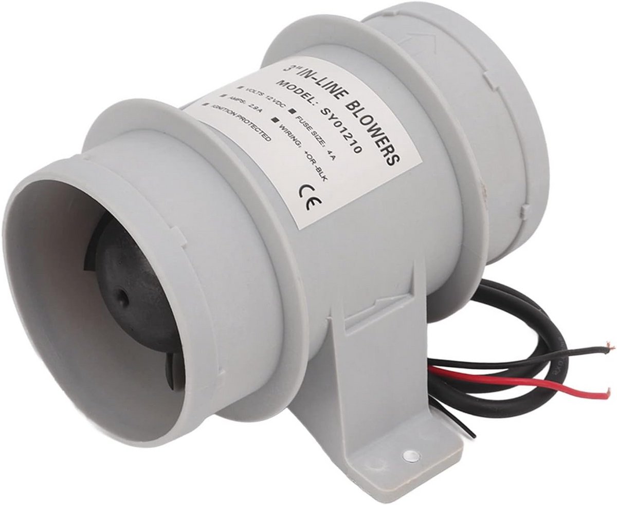 Stille 12V Inline Blower voor Boten - Waterbestendig Ventilator voor Luchtcirculatie met 145 CFM