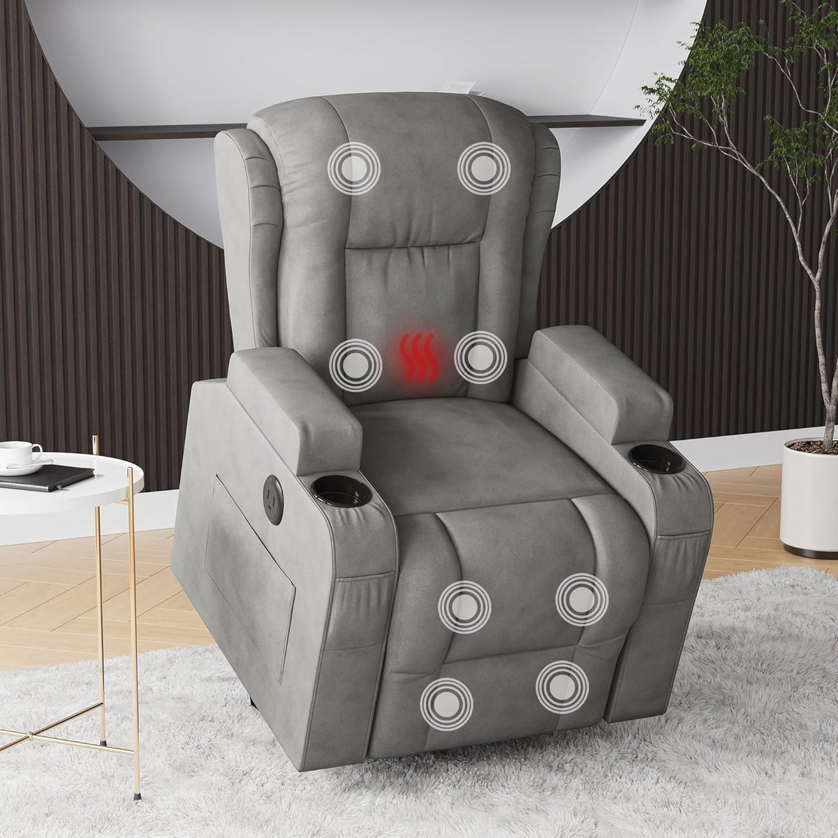 Elektrische Recliner Stoel met Massagemogelijkheden, Verstelbare Rugleuning en USB Oplaadpunt
