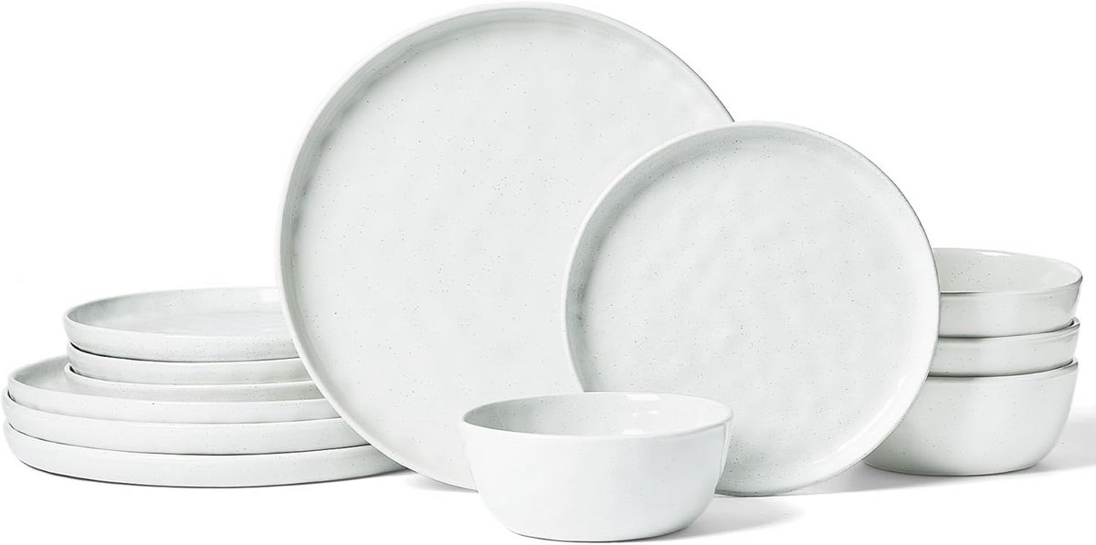 12-Delige Witte Servies set voor 4 personen - Borden en Kommen
