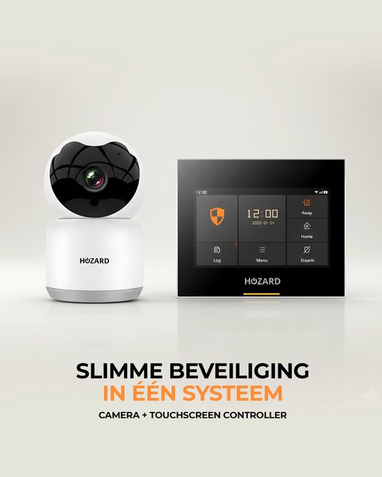 Hozard® Alarmsysteem Pakket A V2.1 - WiFi & 4G Smart Home Beveiligingssysteem - Touchscreen – Slim Keypad