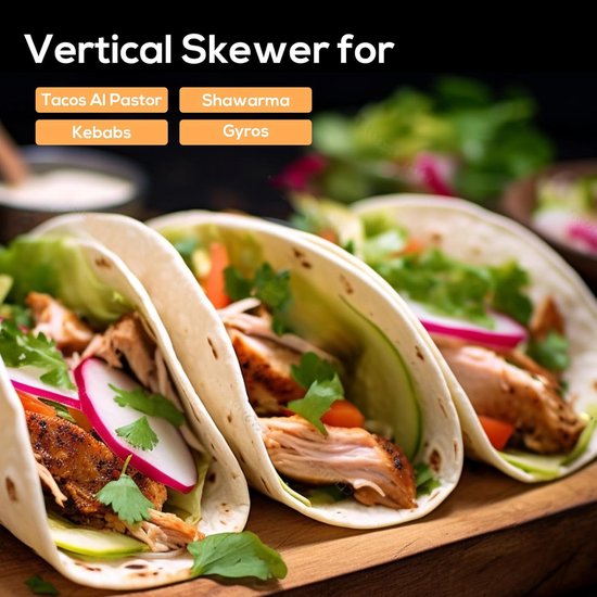 Verticale voor Al Pastor - RVS Braziliaanse Spies met 3 Punten - Inclusief Borstel en Vetscheidingsbak - Voor Tacos Shoarma en Kebabs in Oven of Rookoven - Barbecue Accessoire van Merkloos — afbeelding 3