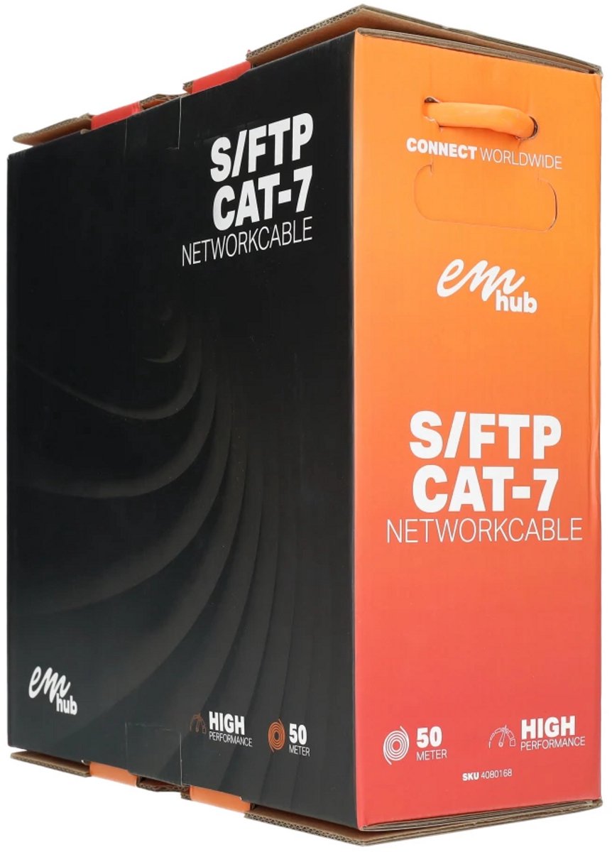 Image of EMhub Cat7 S/FTP netwerkkabel 50 meter oranje