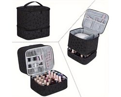 Nagellak Koffer - Nagellak tas - Draagtas - Nagelkoffer - Nail Art - Nagellak organizer - Met Verwijderbaar Verdelers - Geschikt voor 30 flesjes - geschikt voor het opbergen van nagelverzorgingsproducten - zwart