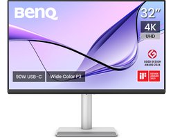 BenQ Glossy Mac Monitor MA320UP 32 inch - 4K UHD Nano Glans Beeldscherm voor MacBook Pro/Air en Mac mini - 2 x HDMI - 2 X USB-C - 90W voeding - USB-hub - P3-kleurengamma