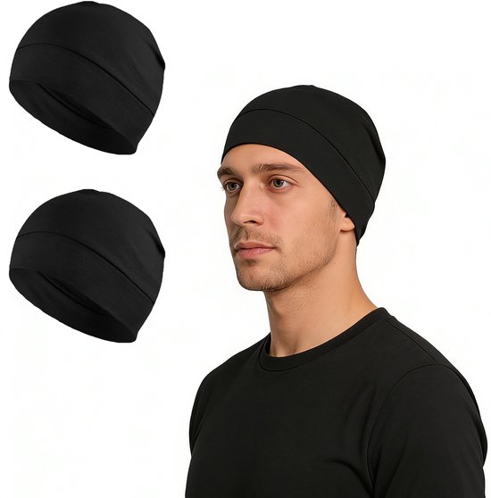 Fietspetten - 2 pack - Skullcaps - katoenen skullcaps - lichtgewicht slaapmutsen - ademende helmvoeringen - geschikt voor hardlopen, fietsen, slaapmutsen, chemotherapie hoofddeksels, veiligheidshelmen - unisex - past op hoofden van 54-58 cm
