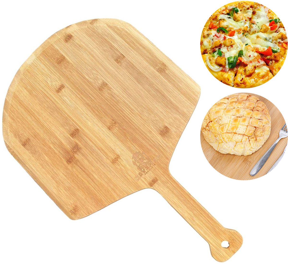Mmgoqqt 1 Stuk - Hout - Hittebestendig - Duurzaam - Pizzaschep - Naturel - 43.5X29.5X1Cm - Oven - Bbq - Serveerplank Met Handvat