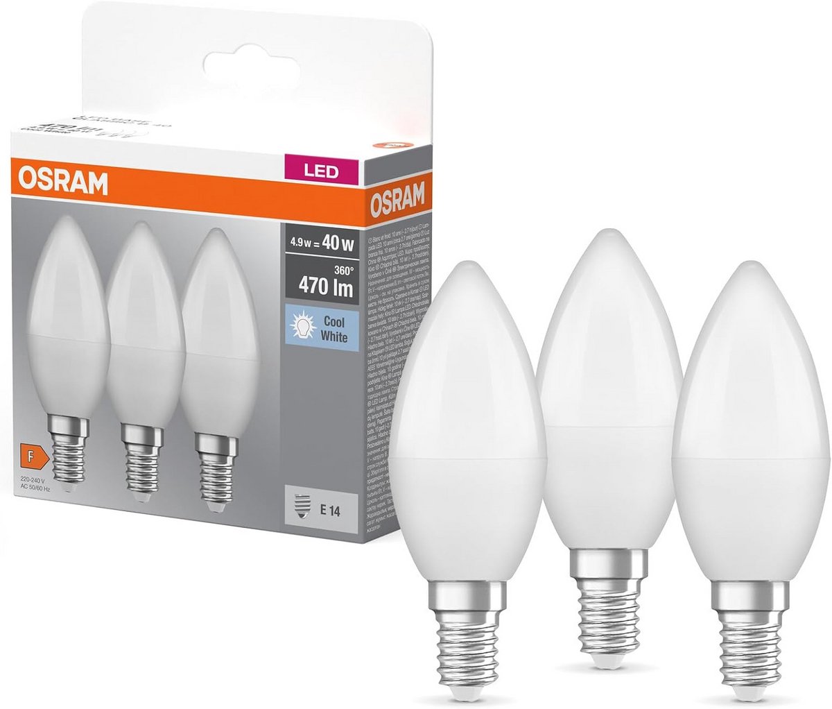 E14 LED Lamp 5.5W - Vervangingslamp voor 40W Gloeilamp, Koel Wit 4000K, 3 Stuks