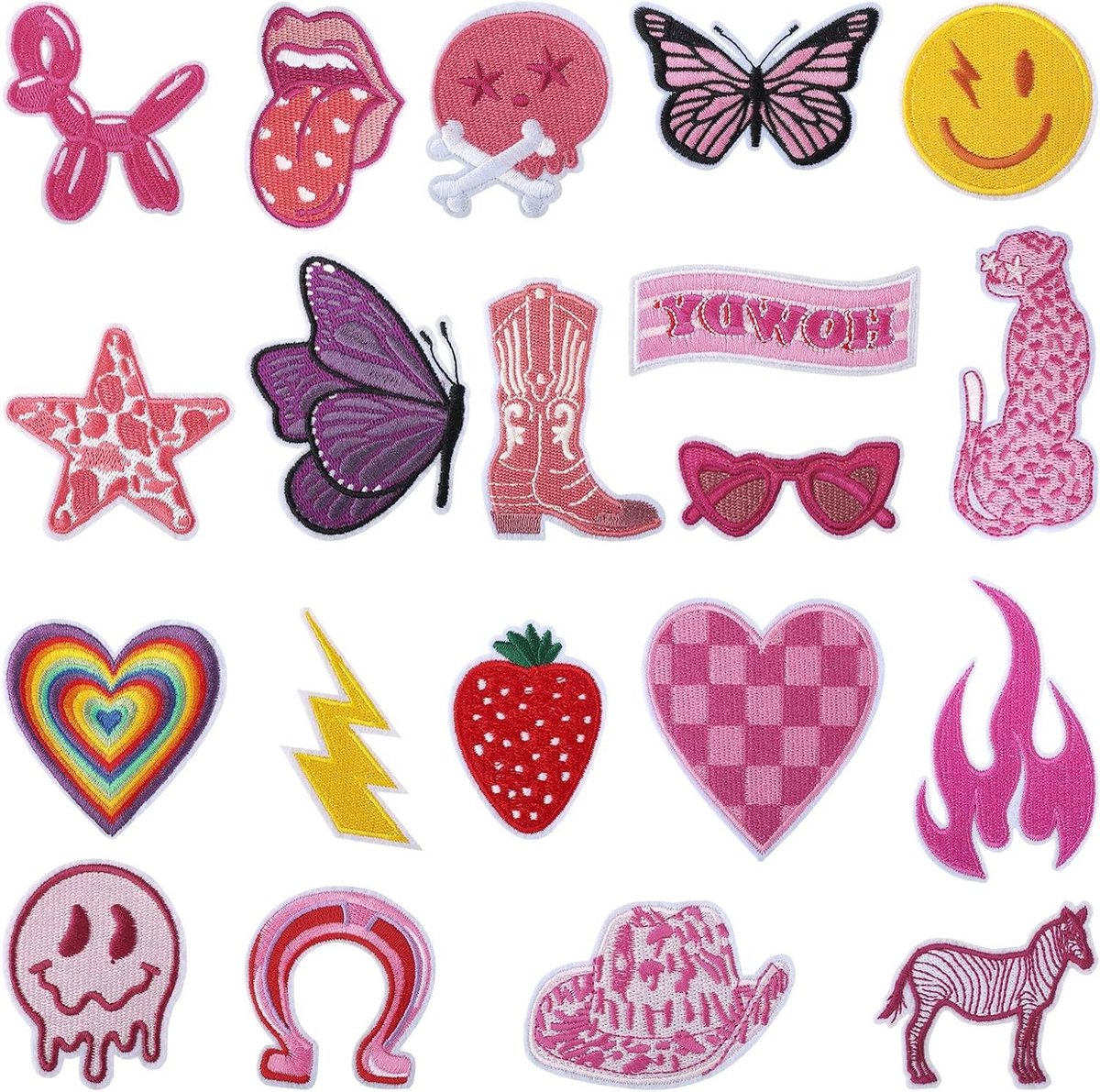 VVGoods - Set van 20 roze opstrijkbare patches voor kleding reparatie en decoratie