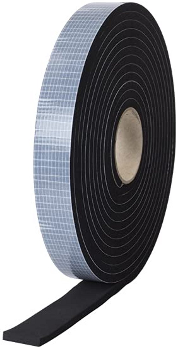 Zelfklevende EPDM Afdichtingsrubber Strip Zwart - 12mm Breed - Rol 10 Meter