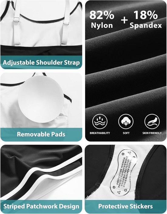 Kate Kasin Maillot de bain 2 pièces taille haute - Style rétro - Push