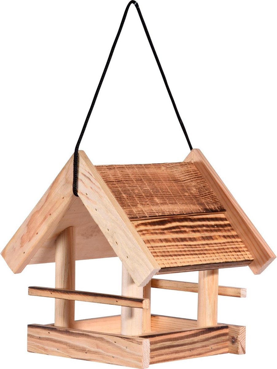 Houten Vogelvoederhuisje Candela Hangend - Gevlamd | Weerbestendig Voederhuis voor Tuin