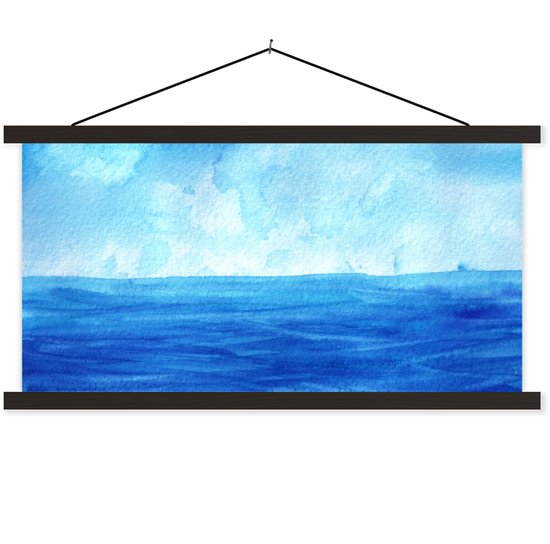 Porte-affiche avec affiche - Affiche scolaire - Mer - Aquarelle - Ciel - 150x75 cm - Lattes noires