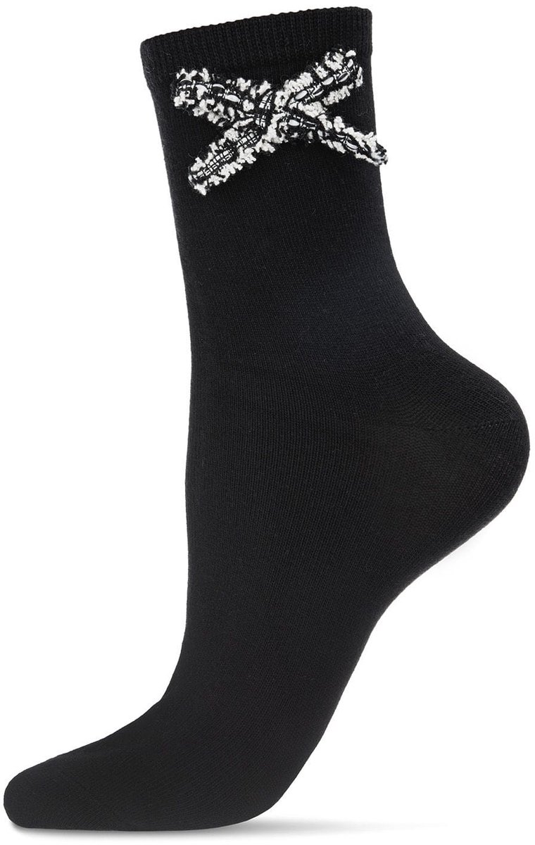 MeMoi Dream Strik Bloemen Enkelsokken Dames Transparante Sokken met Satijnen Strik 1 Paar
