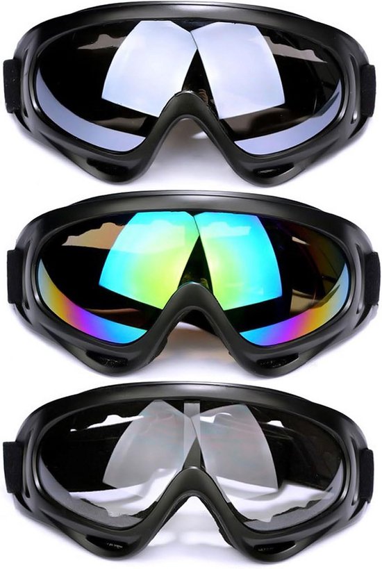 3-Pack Skibril Heren Dames - Anti-Fog Sneeuwbril met Verwijderbare Bolle Lens