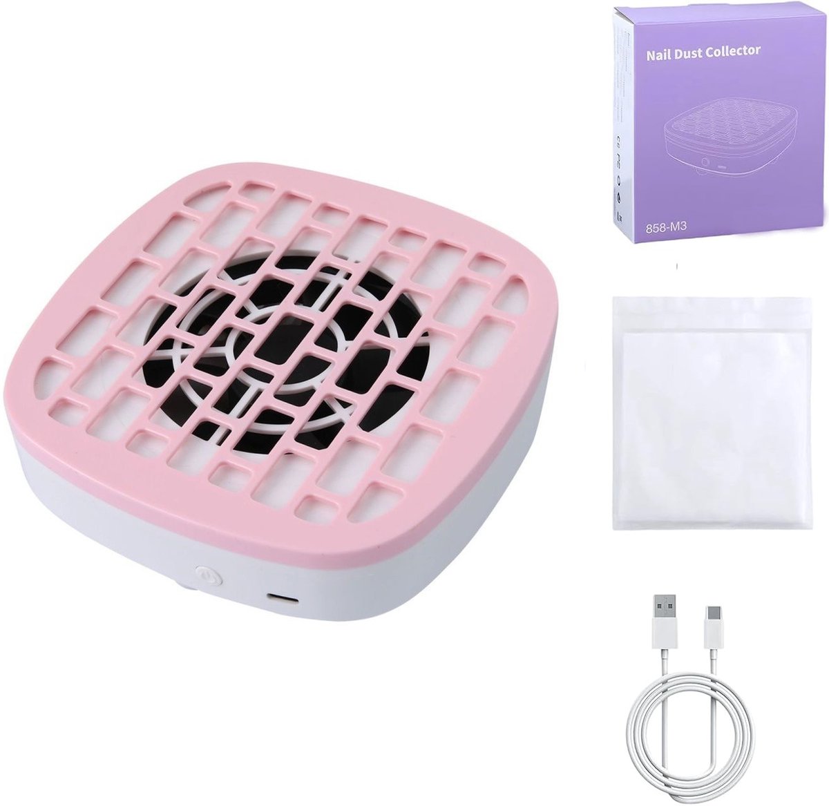 Nagelstofzuiger-Nail Dust Collector-Nagelreiniger - Draagbare stofzuiger voor het reinigen van nagels - Draagbare nagelreinigingstool voor beginners - Nagelvijl niet inbegrepen -roze- 14x14x4,5cm