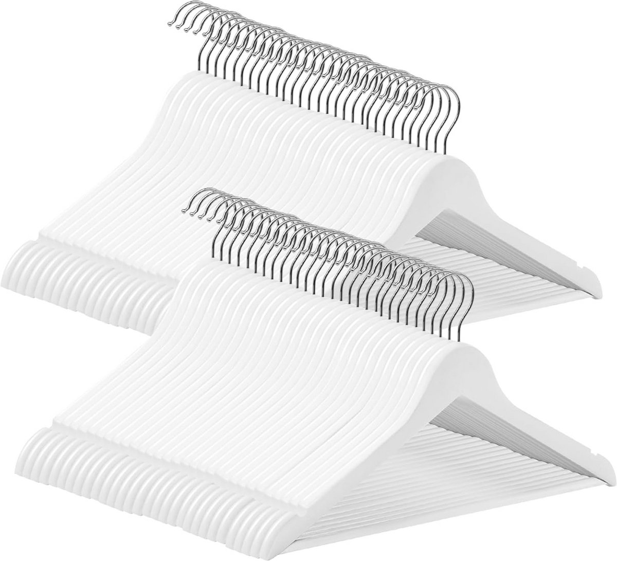 60x Houten Kledinghangers Slim & Ruimtebesparend - Antislip & 360° Draaibaar