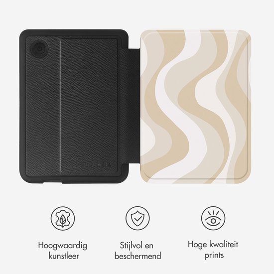 Selencia E-reader Hoesje - Geschikt voor Kobo Clara BW, Kobo Clara Colour - Vivid bookcase - Desert Waves Beige van Merkloos — afbeelding 3