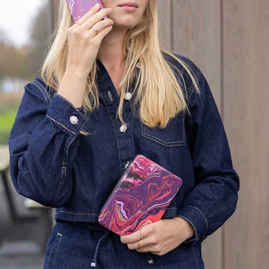 Selencia E-reader Hoesje - Geschikt voor Kobo Clara BW, Kobo Clara Colour - Vivid bookcase - Marble Purple van Merkloos — afbeelding 5