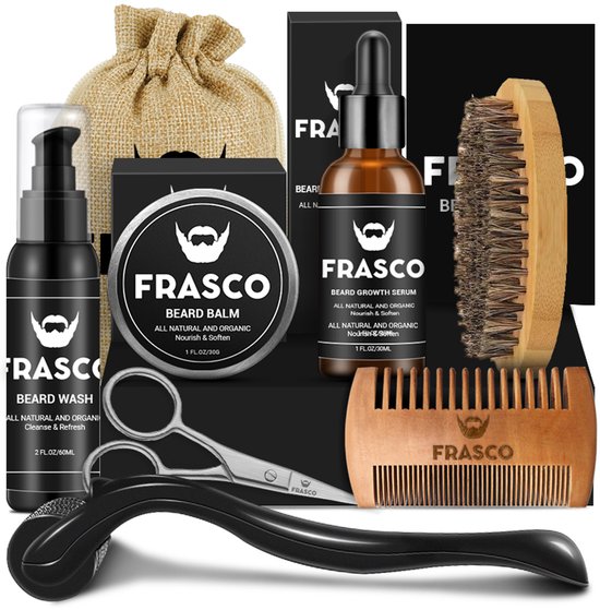 Beardcare - XXL Baardgroei kit - Baardverzorging Set - Baardkam - Dermaroller - Baardolie - Baardbalsem - 9 delig