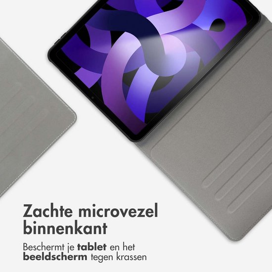 Grijze tablethoes met zachte microvezel binnenkant voor schermbescherming.