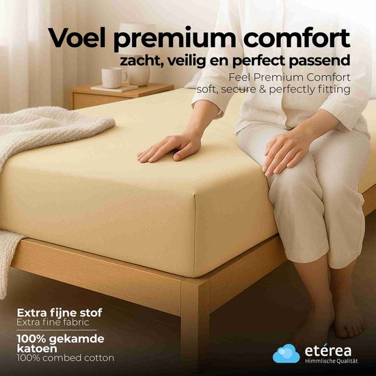 Hoeslaken etérea Extra Jersey 240x220 cm - Oekotex - 100% coton - jusqu'à 35 cm - Ivoire