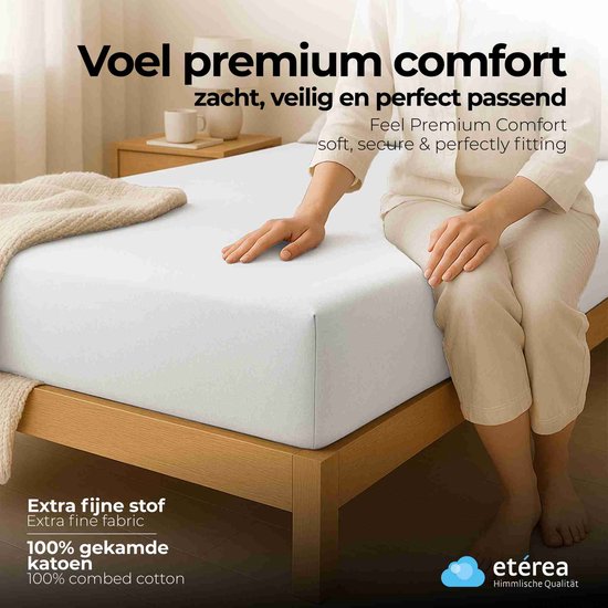 Hoeslaken etérea Extra Jersey 240x220 cm - Oekotex - 100% coton - jusqu'à 35 cm - Wit