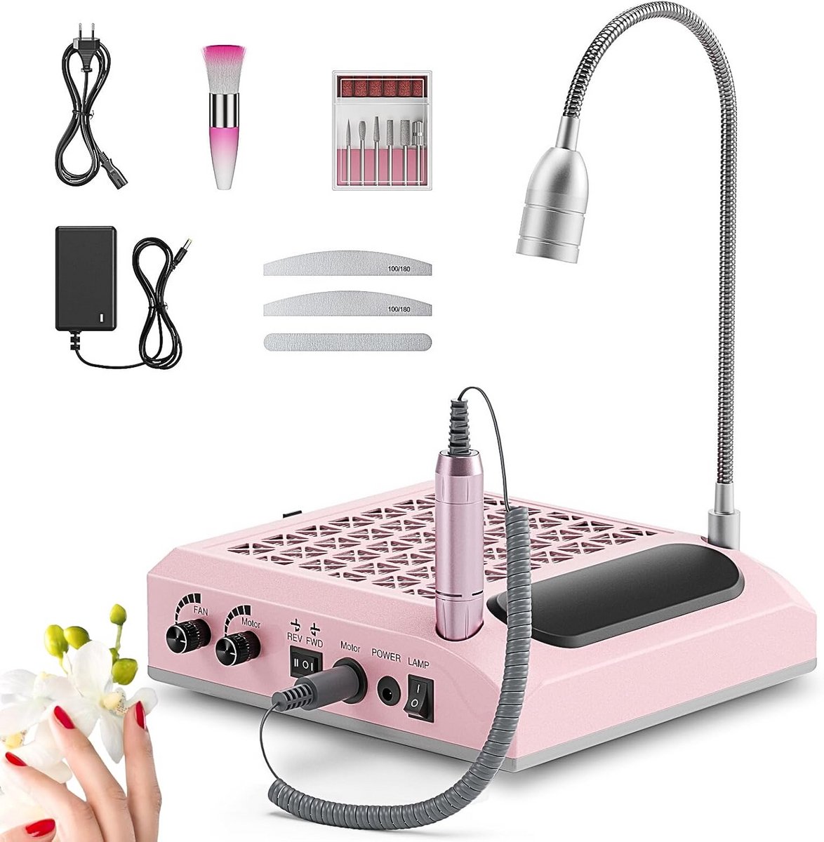 4-in-1 Nagelstofzuiger Cleaner - Roze