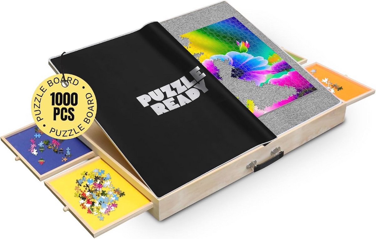 Puzzlebord met Laden en Afdekmat - Draagbare Puzzeltafel met Kantelhoeken en Vilten Werkoppervlak - 1000 Stuks